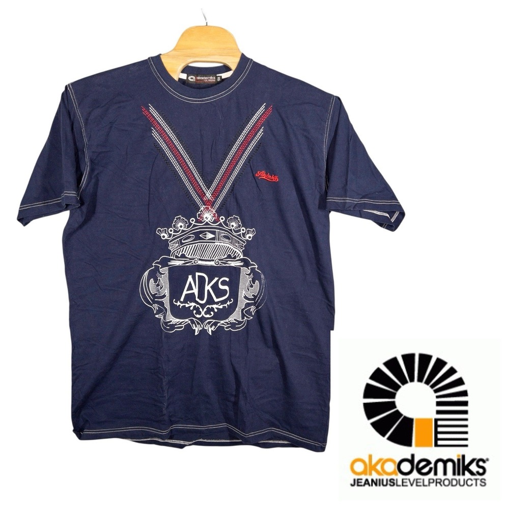 Akademiks Y2k Embellished Stitched T Shirt Mens 5XL Streetwear‎ School Casual